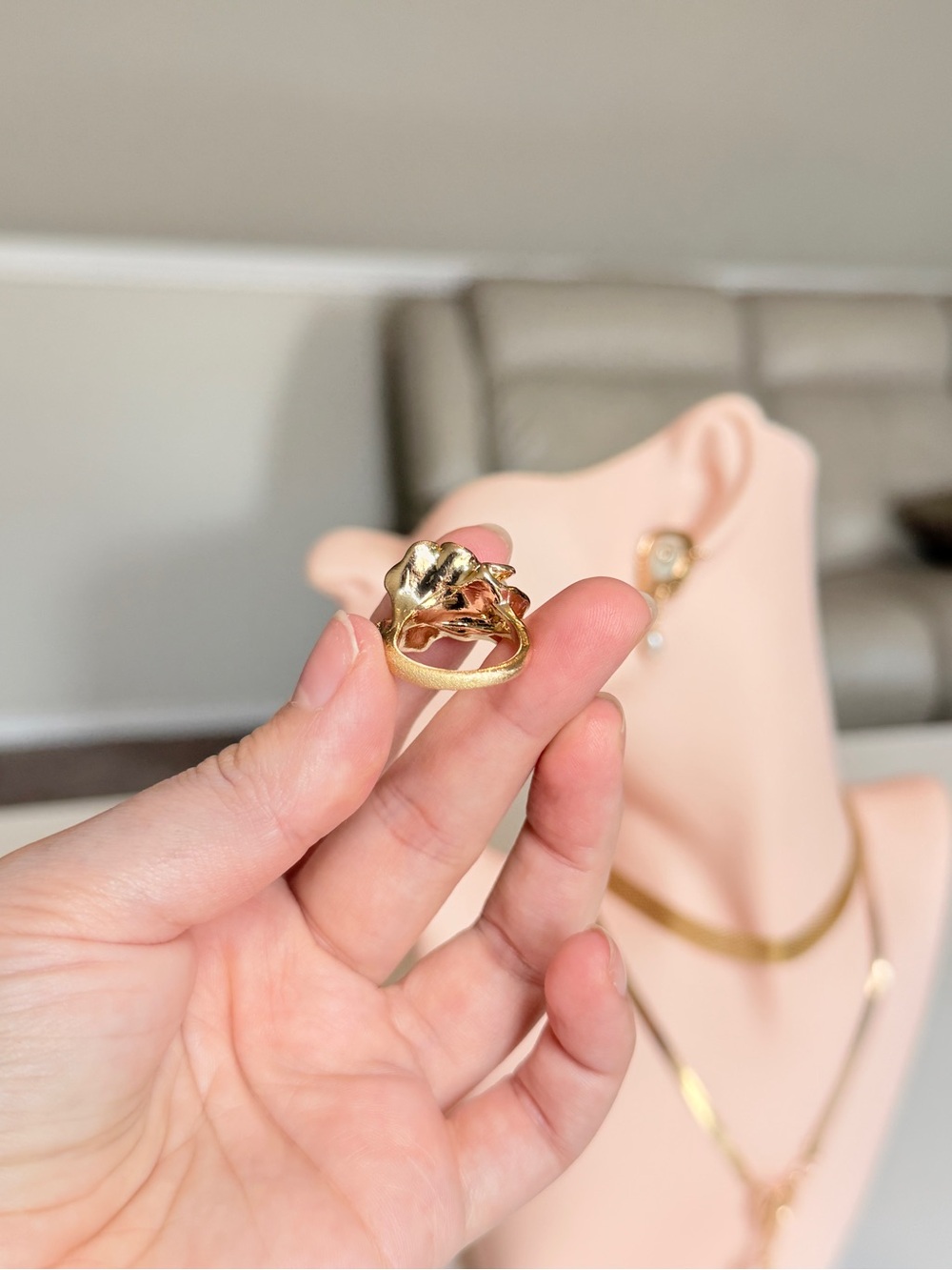Gold Pearl Sculptural Ring - Picture 8 of 8